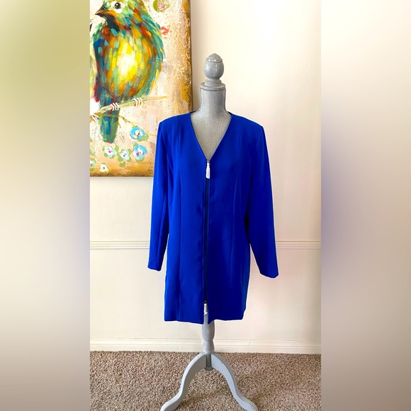 LÍNEA BY LOUIS DELL’OLIO 💙BLUE💙 V-NECK ZIP FRONT JACKET PLUS SIZE 14 🌟NWOT🌟 - Picture 15 of 16